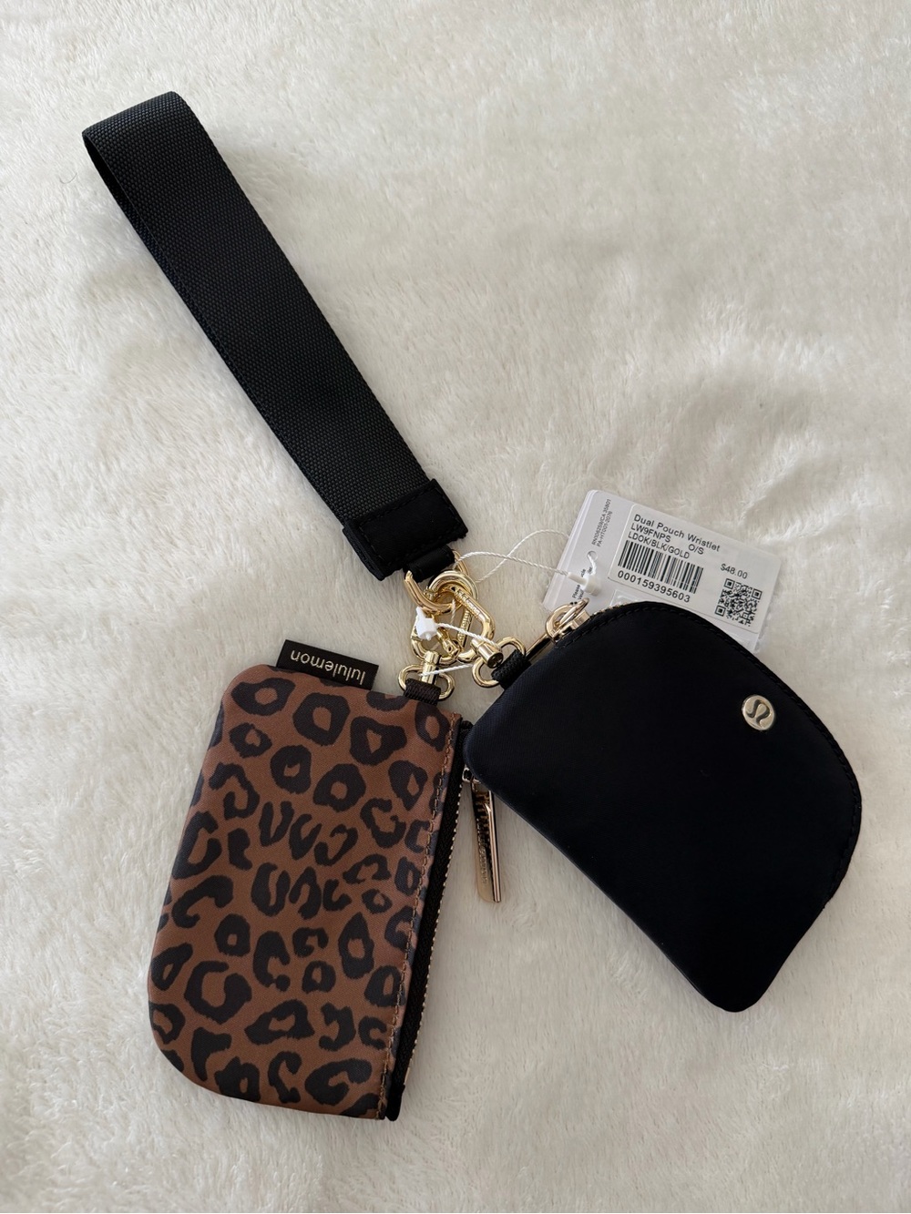 lululemon athletica Black and Brown Leopard Key & Card Pouch Set